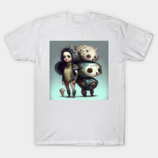 [AI Art] Cute Robot Girl with Hedgehog T-Shirt